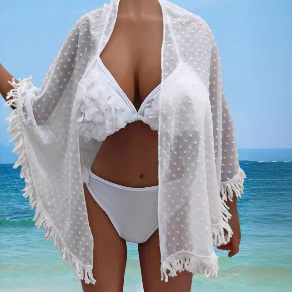 Women Clothing One Piece Beach Skirt Tassel Stitching Multiple Wear Anti-Sunburn Shawl